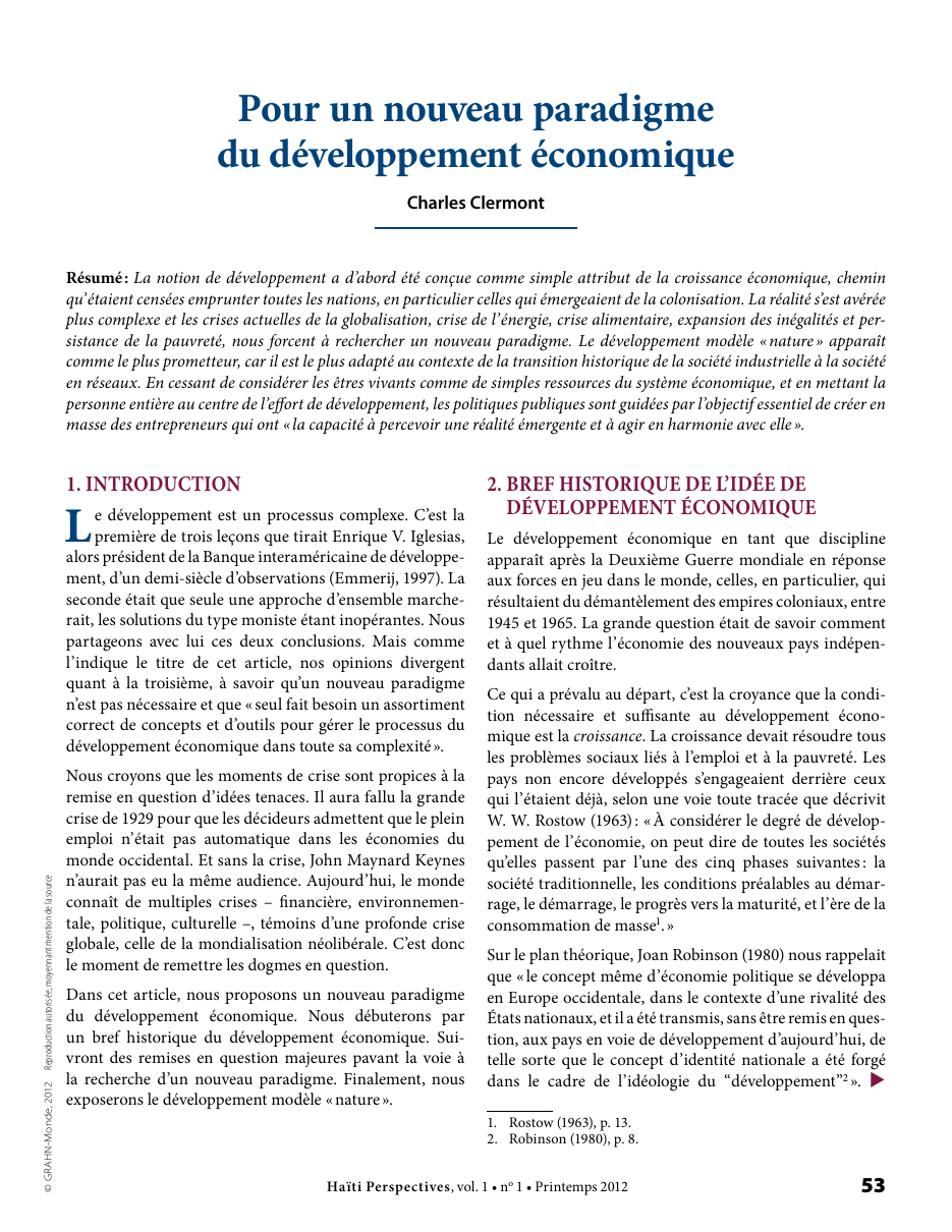 Première page — Charles Clermont