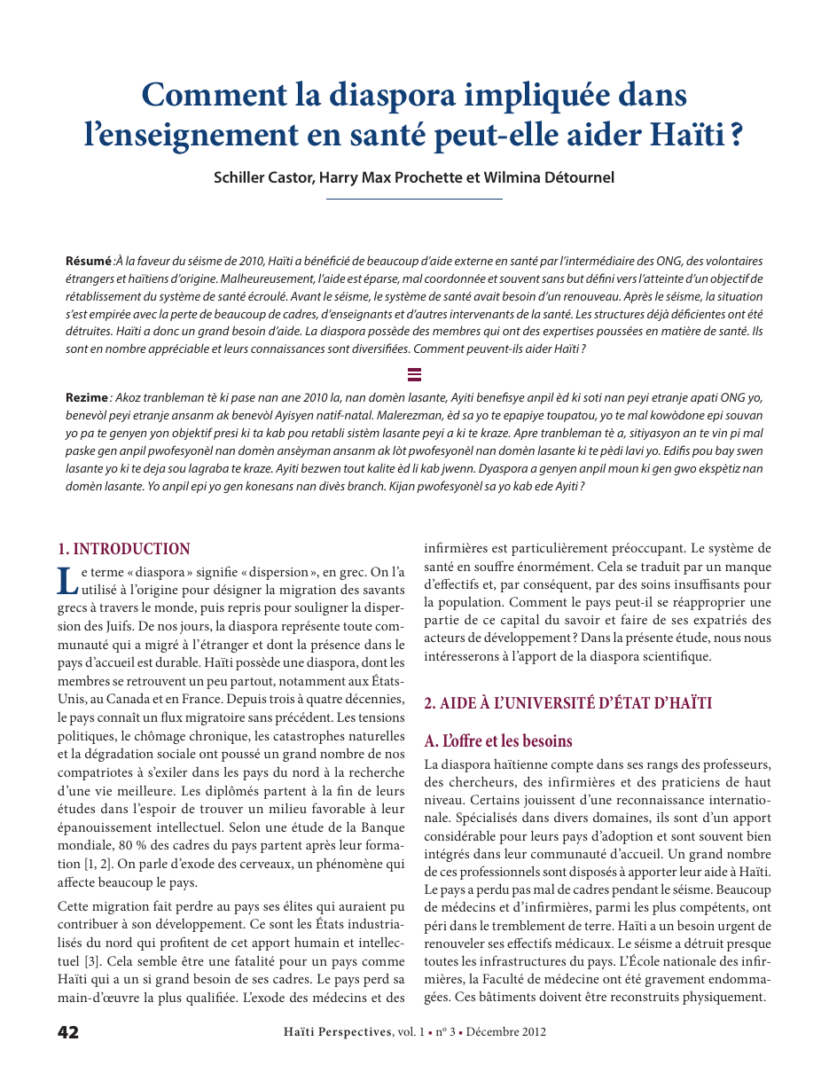 Première page — Schiller Castor, Harry Max Prochette et Wilmina Détournel