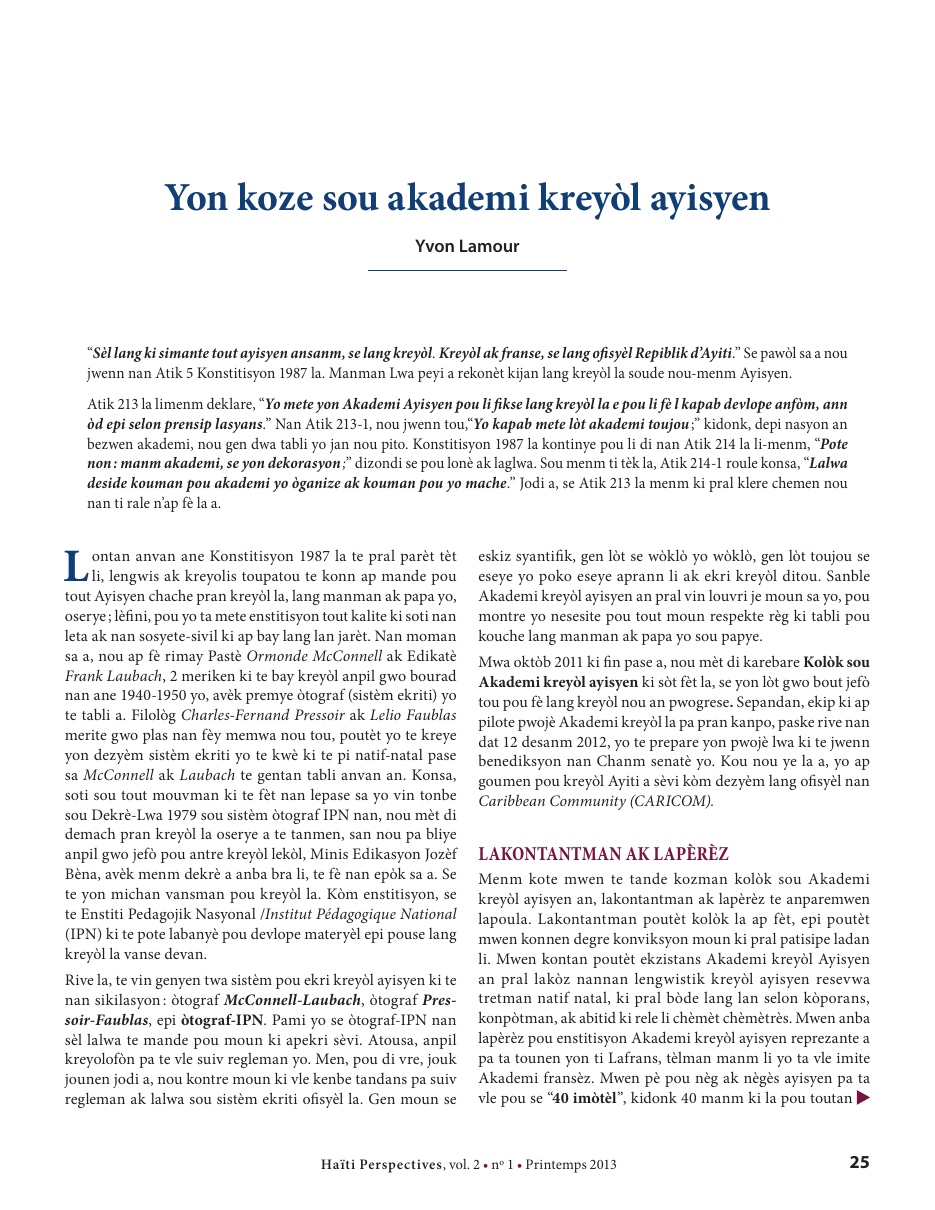 Première page — Yvon Lamour
