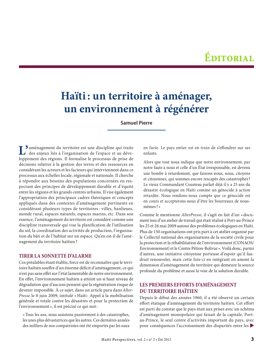 Première page — Samuel Pierre