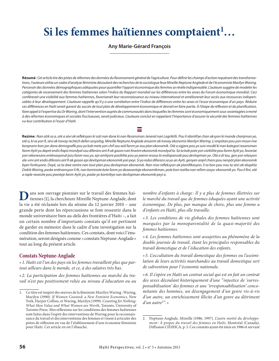 Première page — Any Marie-Gérard François