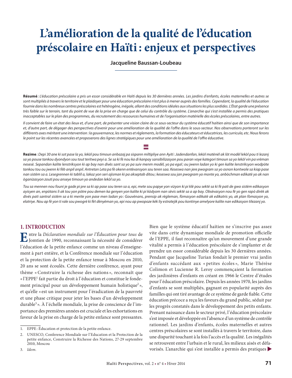 Première page — Jacqueline Baussan-Loubeau