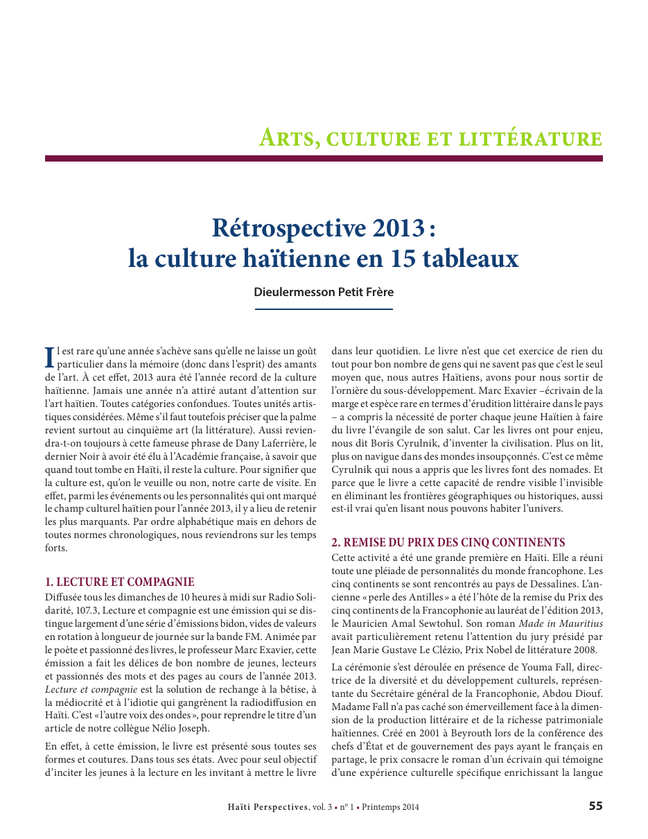 Première page — Dieulermesson Petit Frère