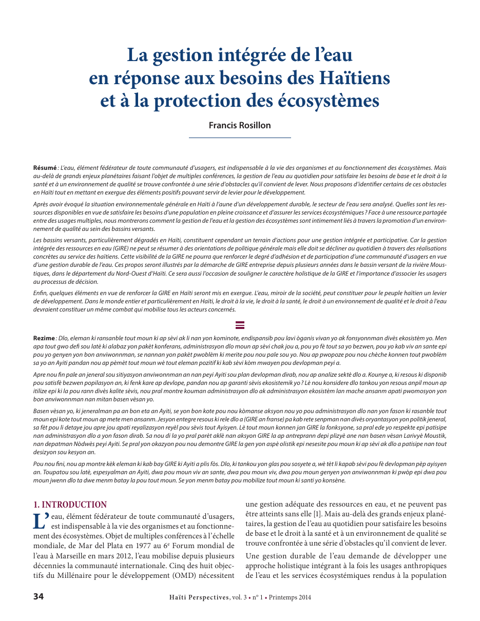 Première page — Francis Rosillon
