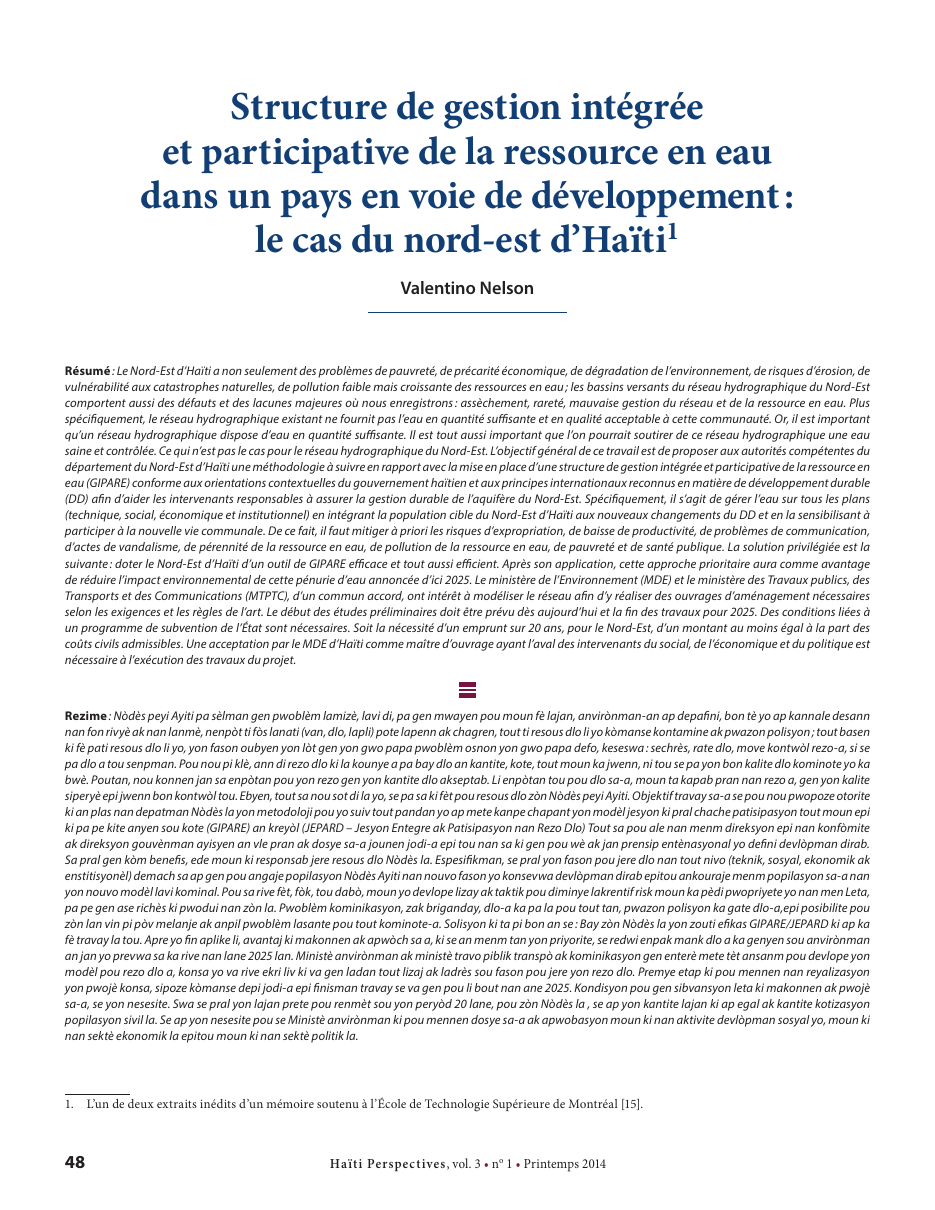 Première page — Valentino Nelson