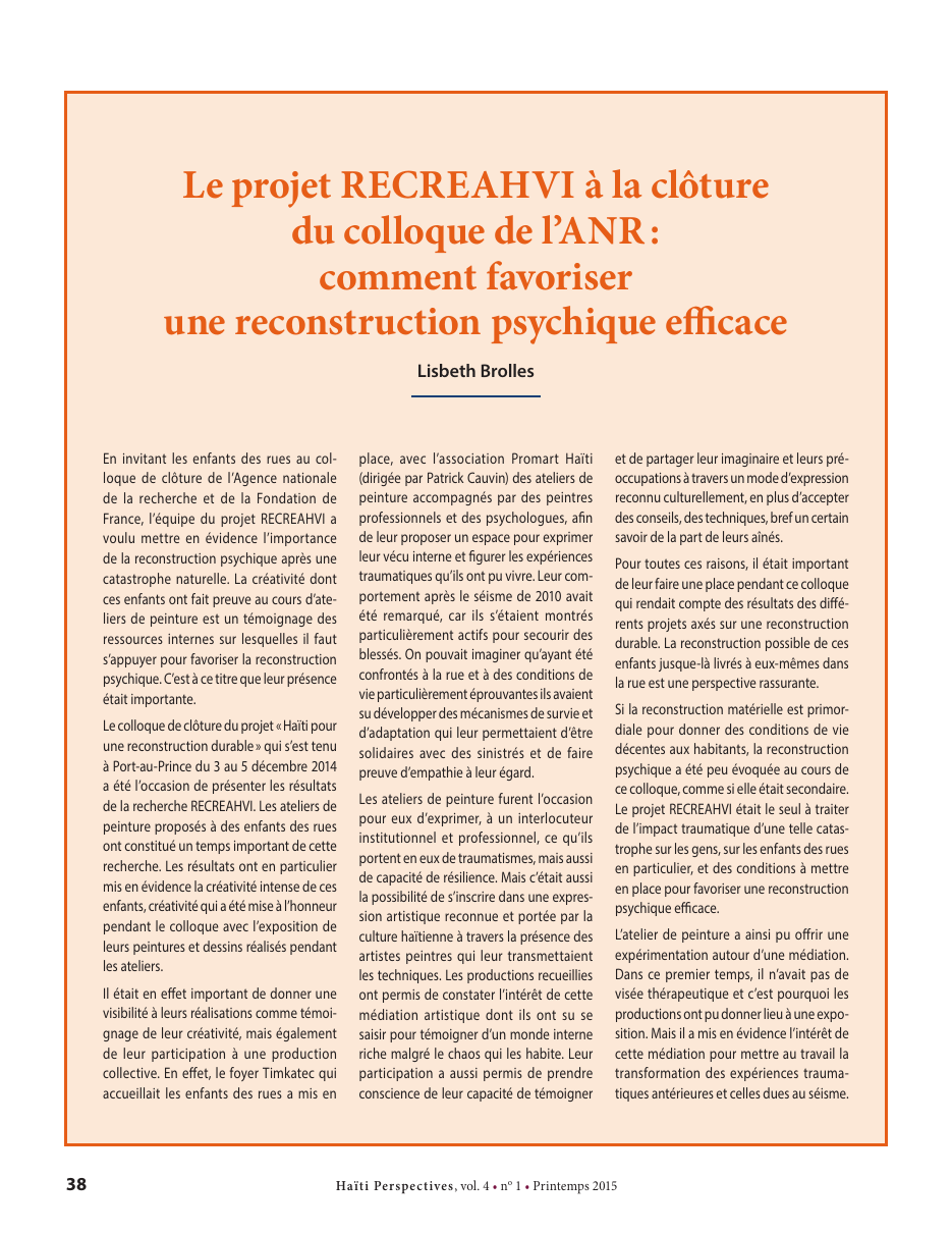 Première page — Lisbeth Brolles
