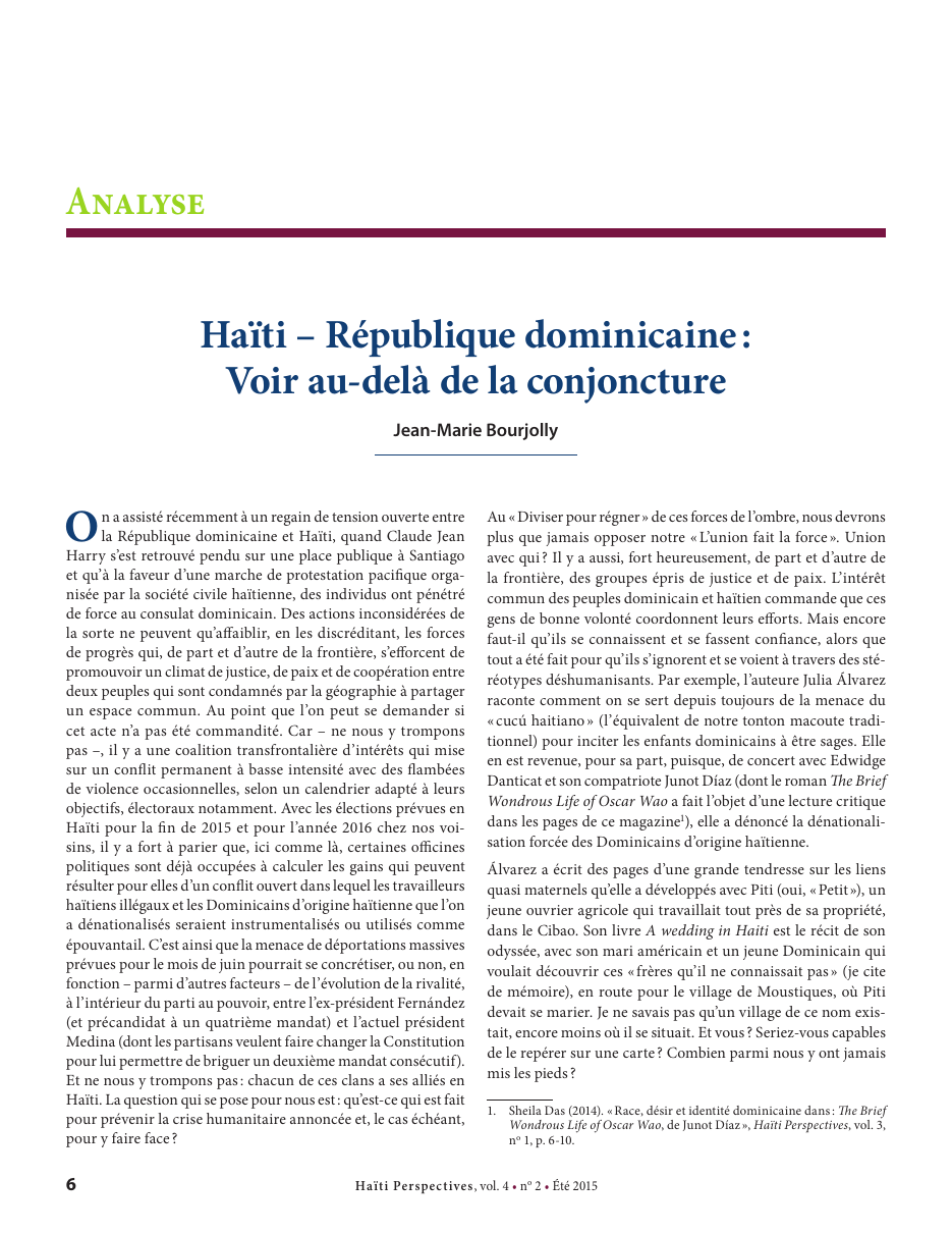 Première page — Jean-Marie Bourjolly
