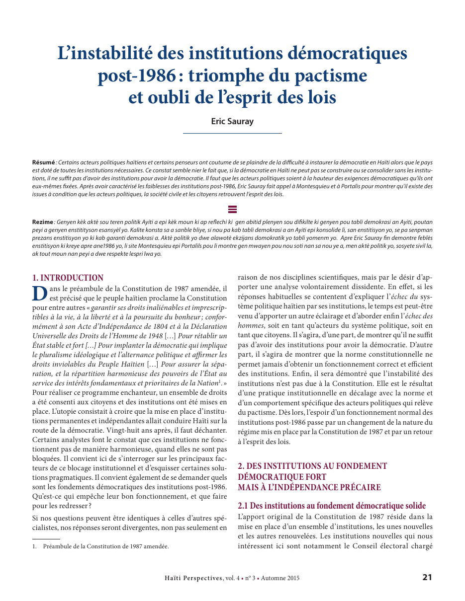 Première page — Eric Sauray