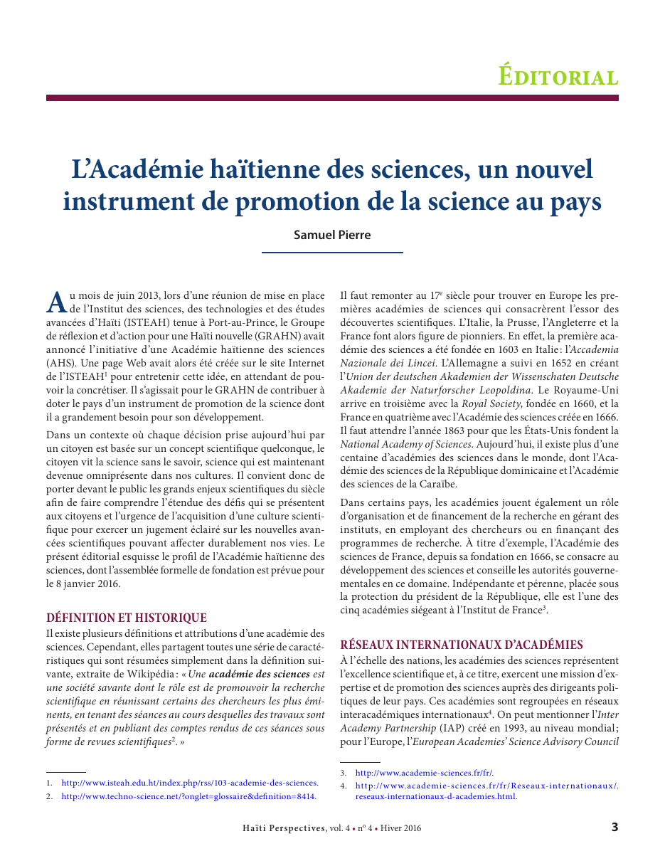 Première page — Samuel Pierre