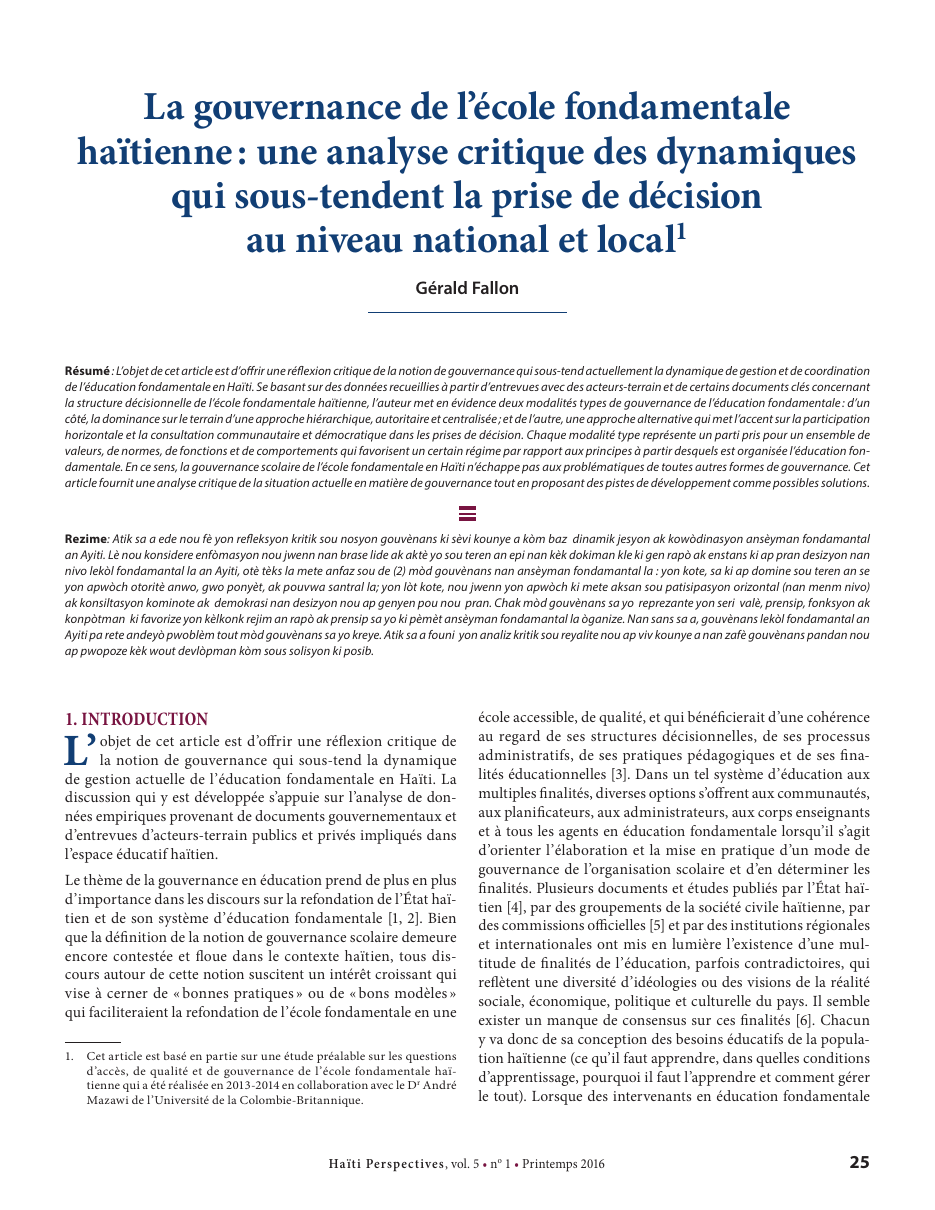 Première page — Gérald Fallon