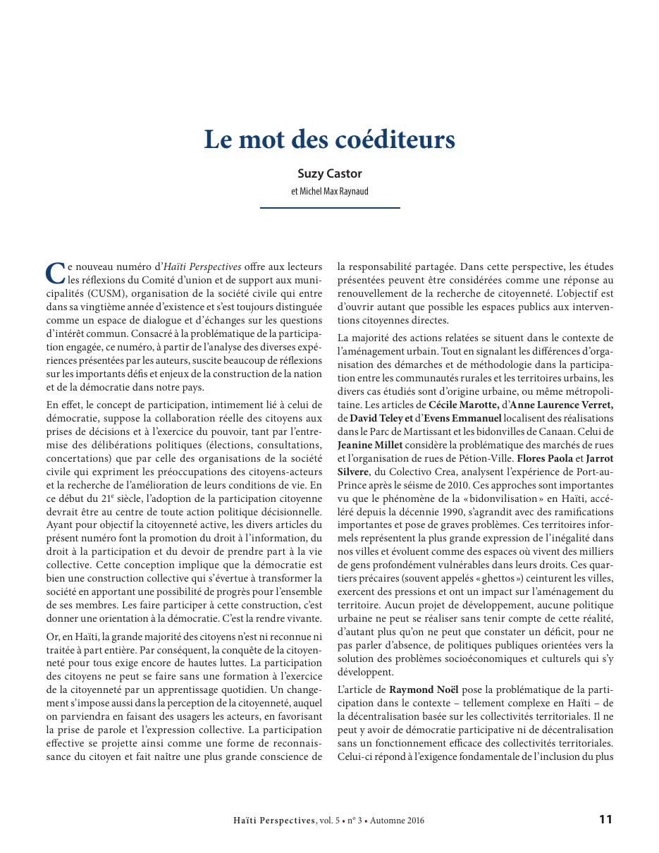 Première page — Suzy Castor et Michel Max Raynaud