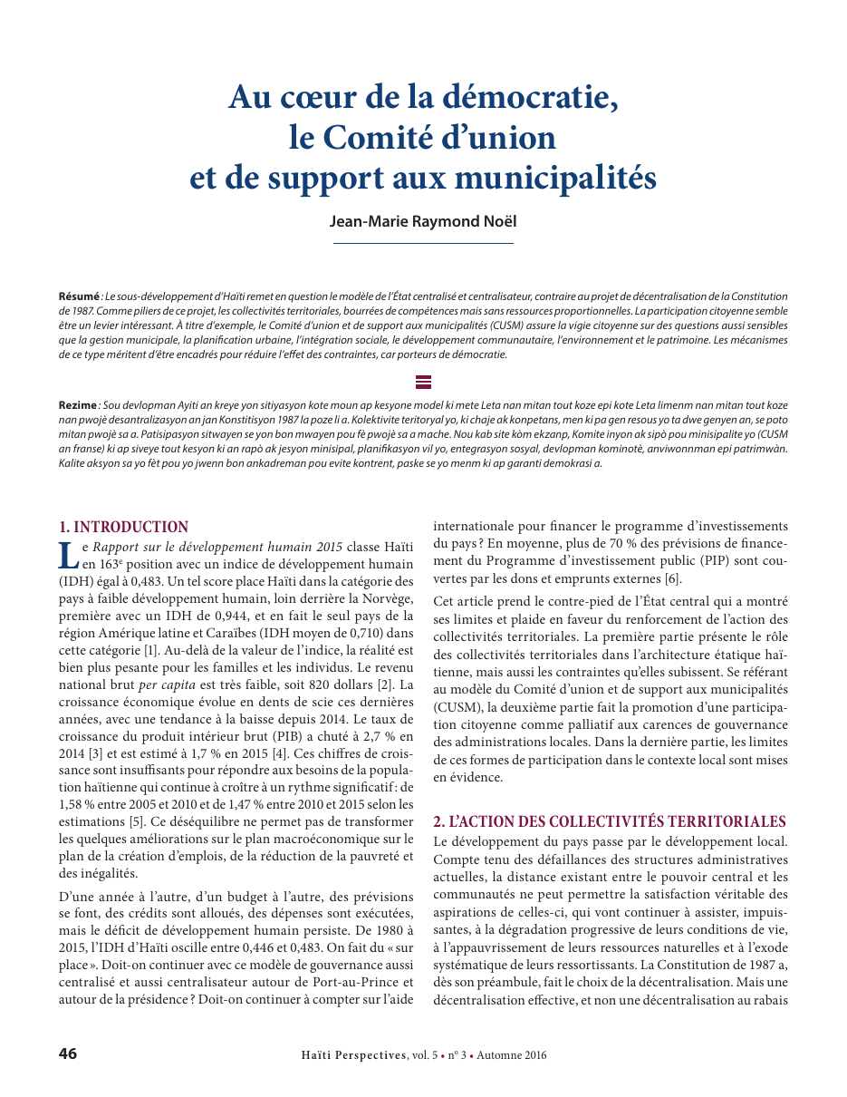 Première page — Jean-Marie Raymond Noël