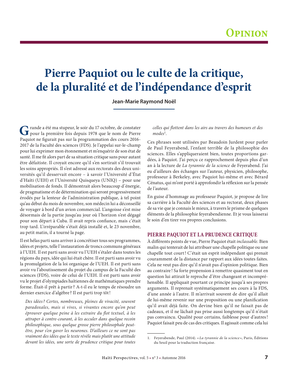 Première page — Jean-Marie Raymond Noël