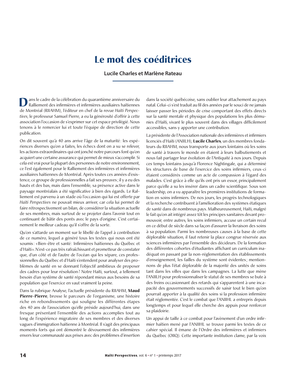 Première page — Lucile Charles et Marlène Rateau