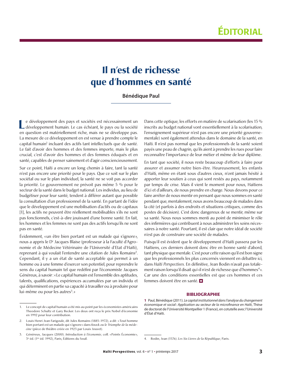 Première page — Bénédique Paul