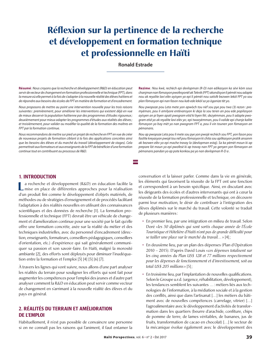 Première page — Ronald Estrade