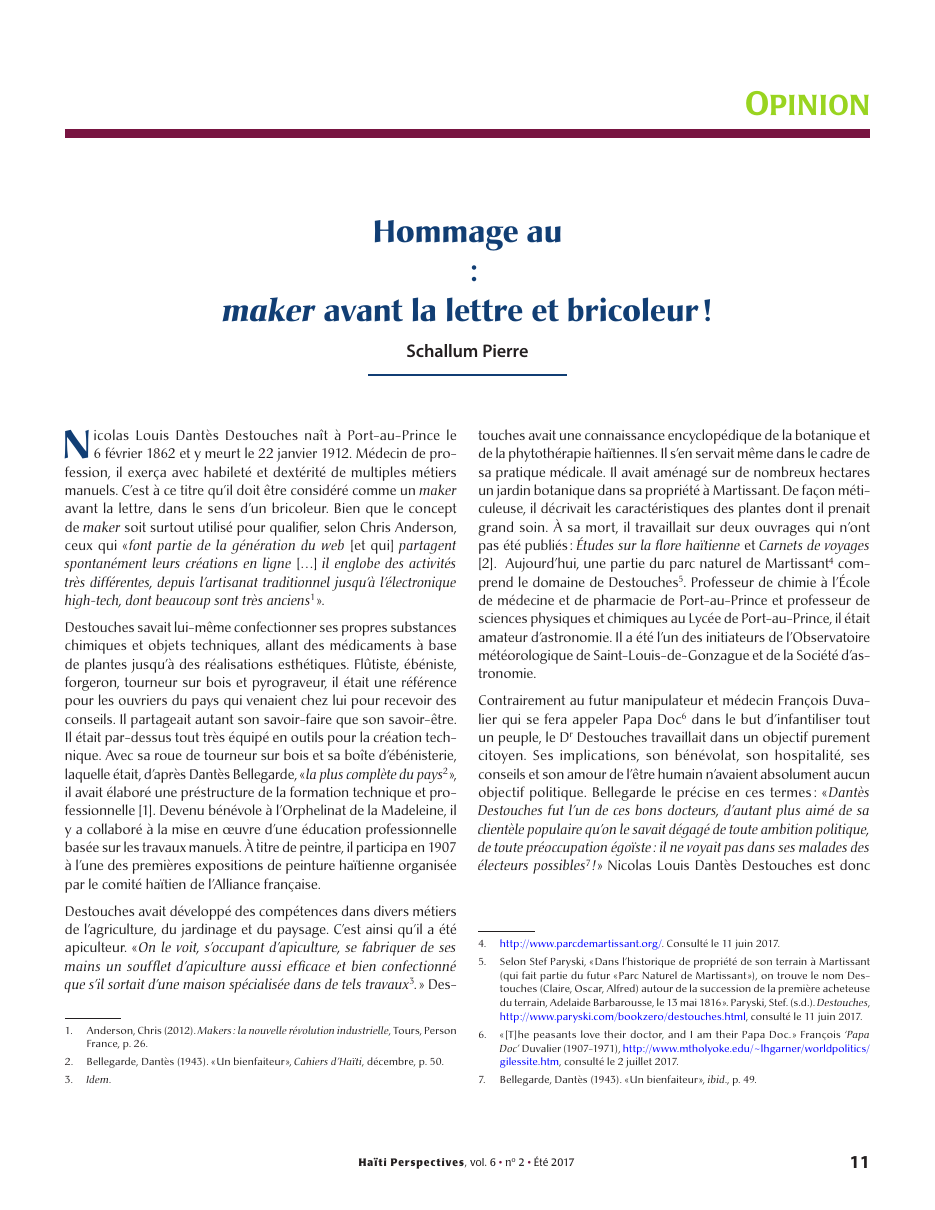 Première page — Schallum Pierre