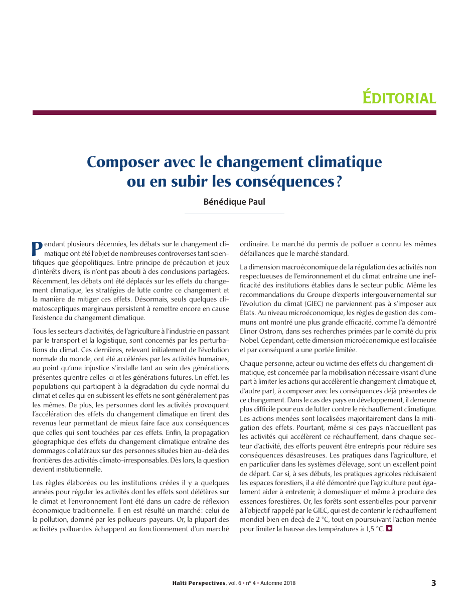 Première page — Bénédique Paul