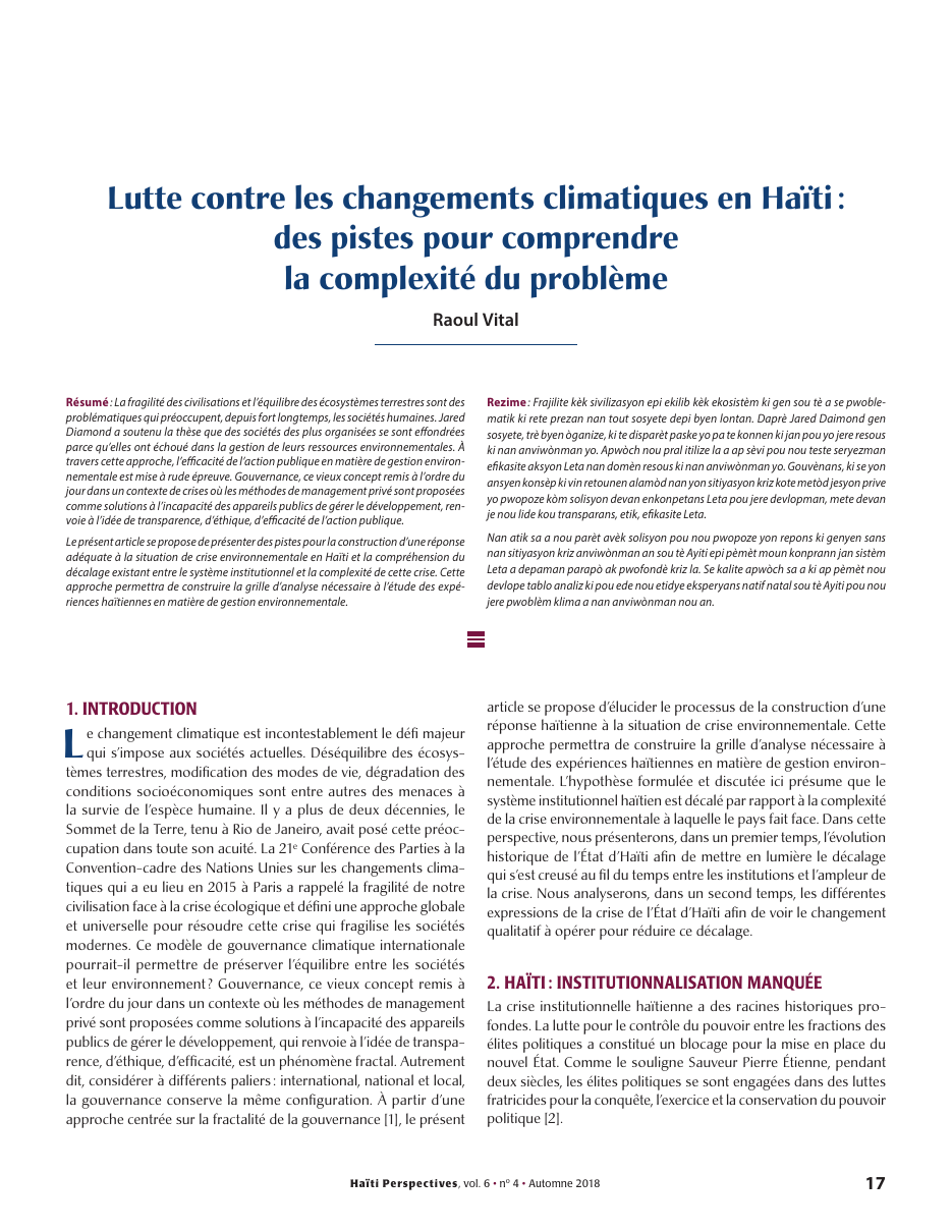 Première page — Raoul Vital