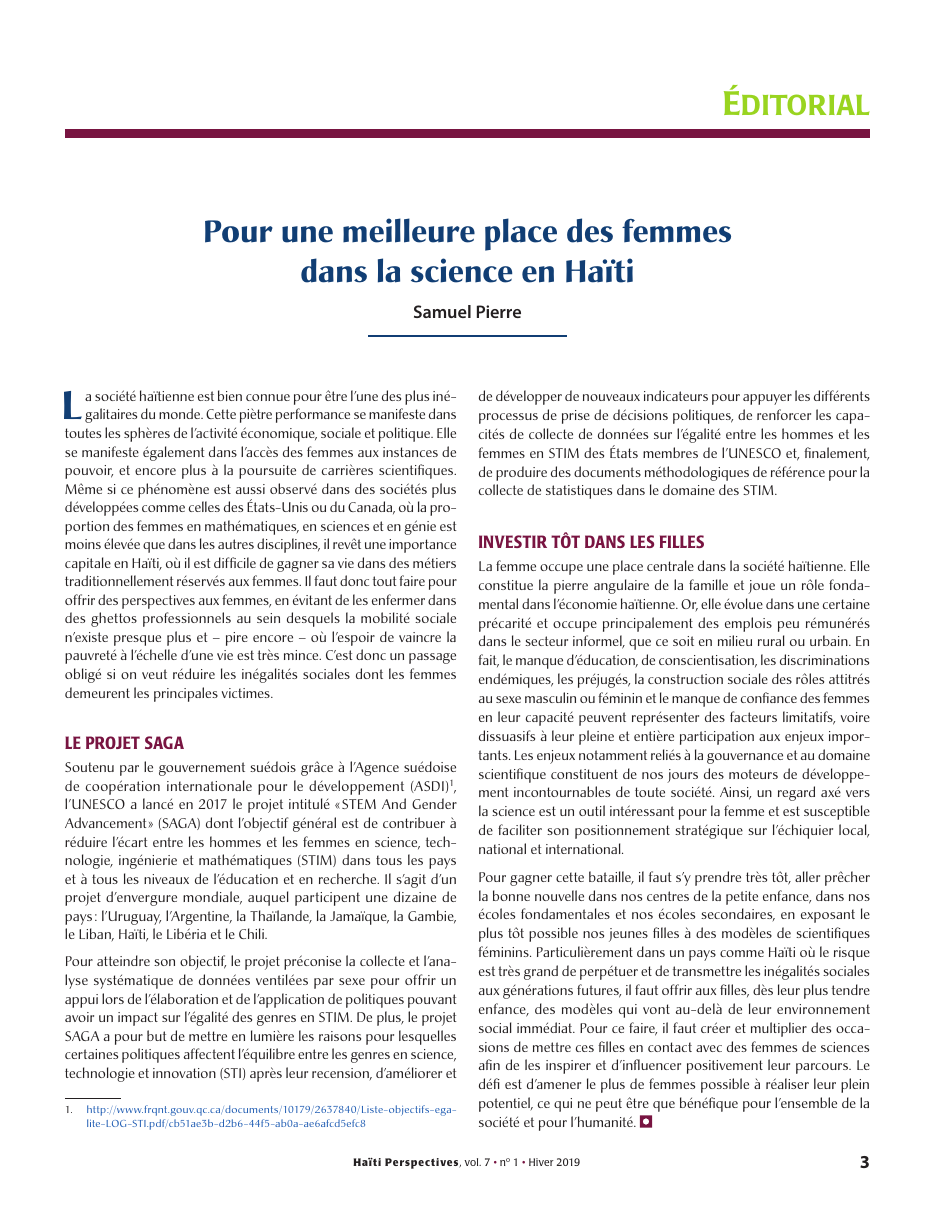 Première page — Samuel Pierre