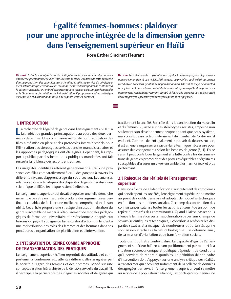 Première page — Rose Esther Sincimat Fleurant