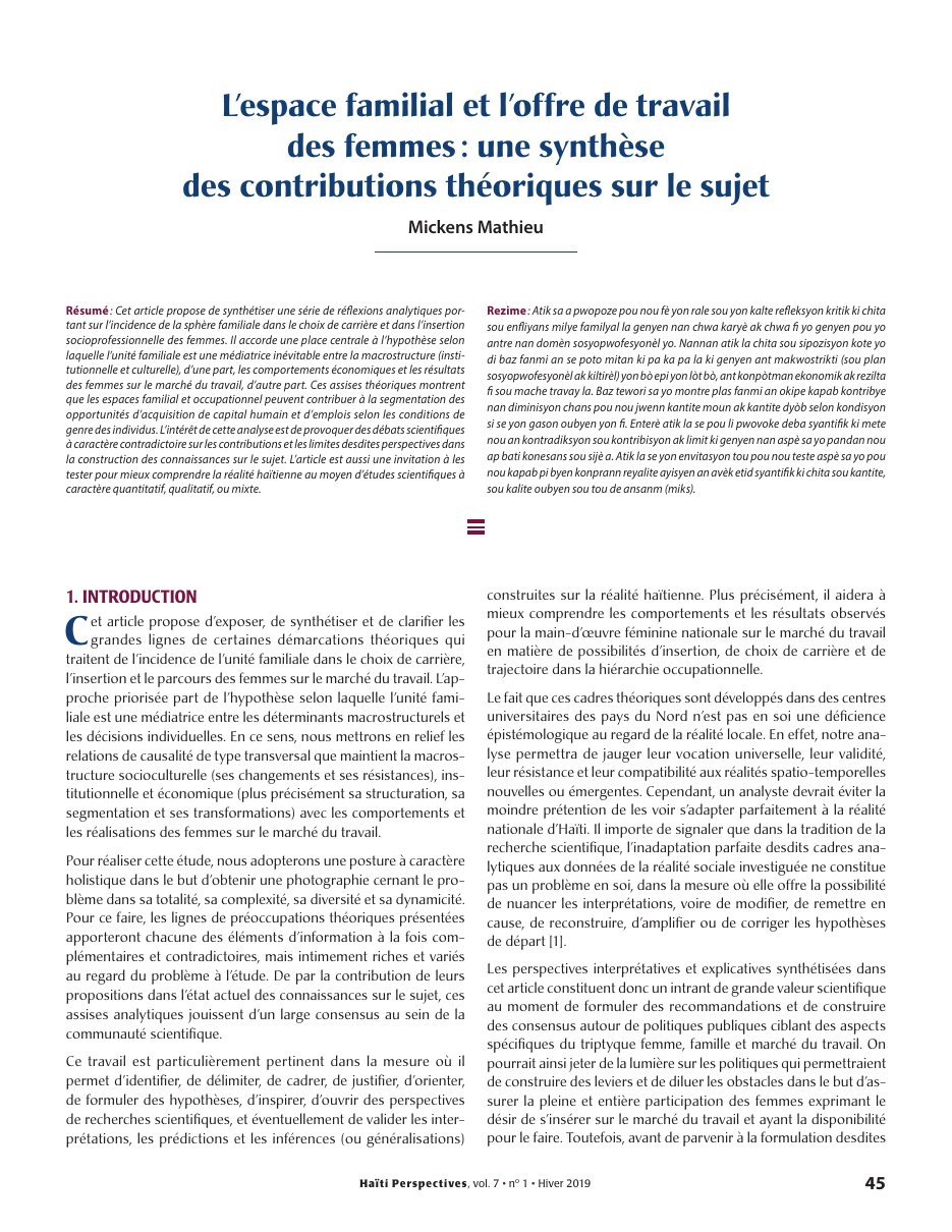Première page — Mickens Mathieu