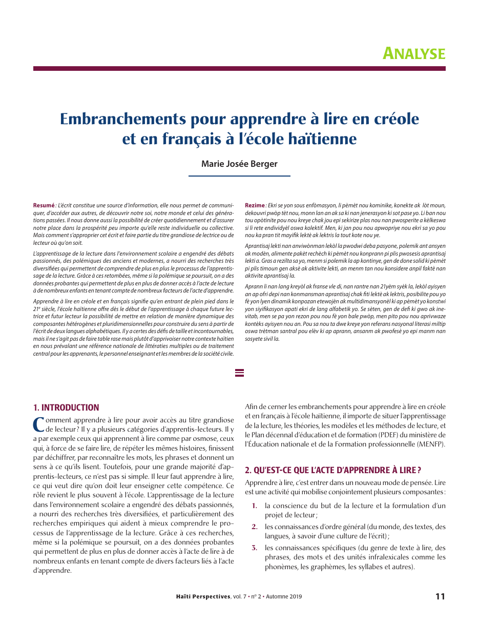 Première page — Marie Josée Berger