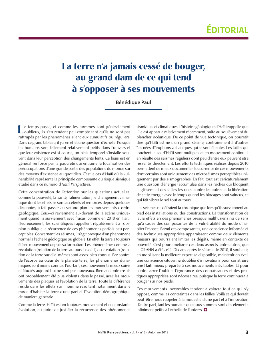 Première page — Bénédique Paul