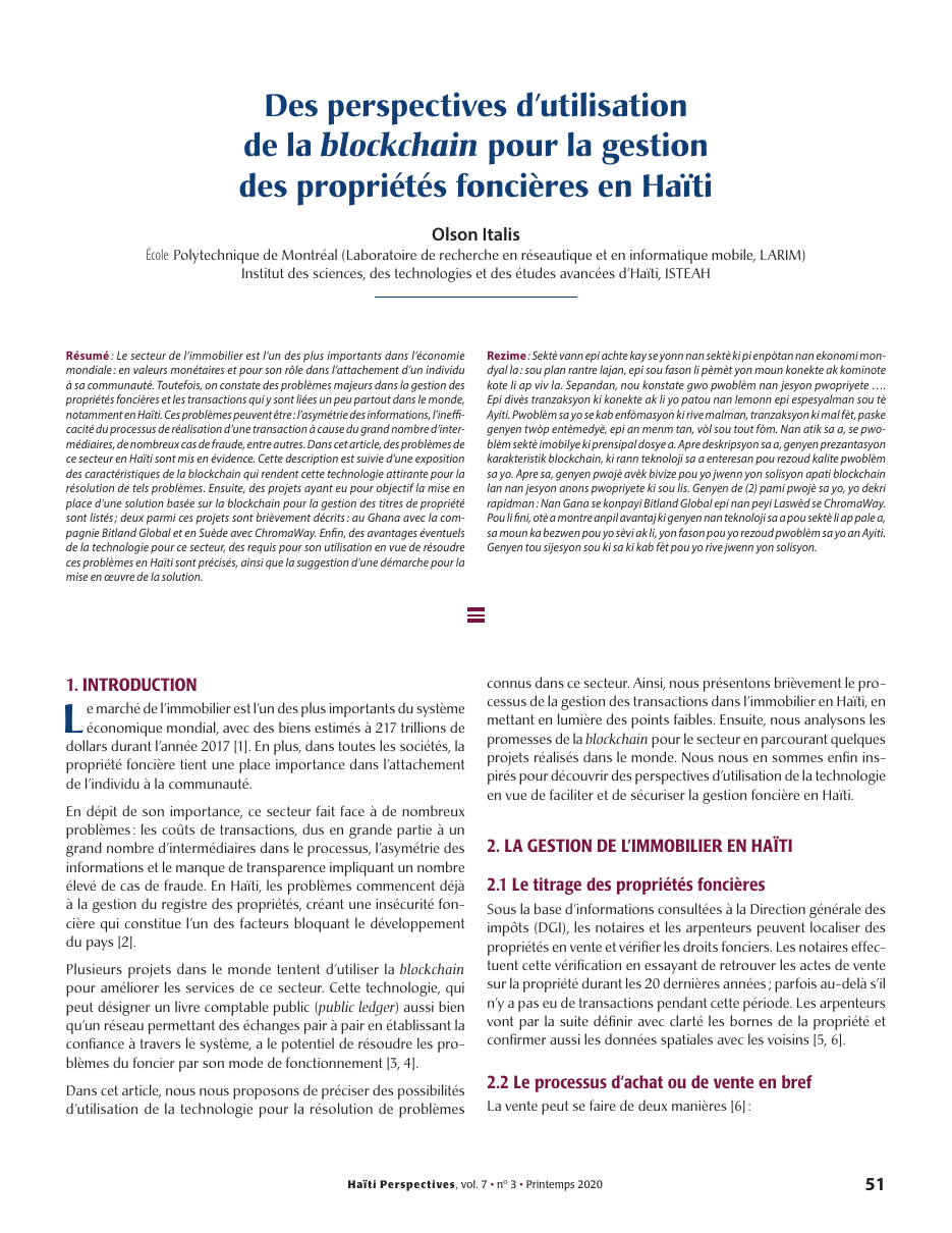 Première page — Olson Italis