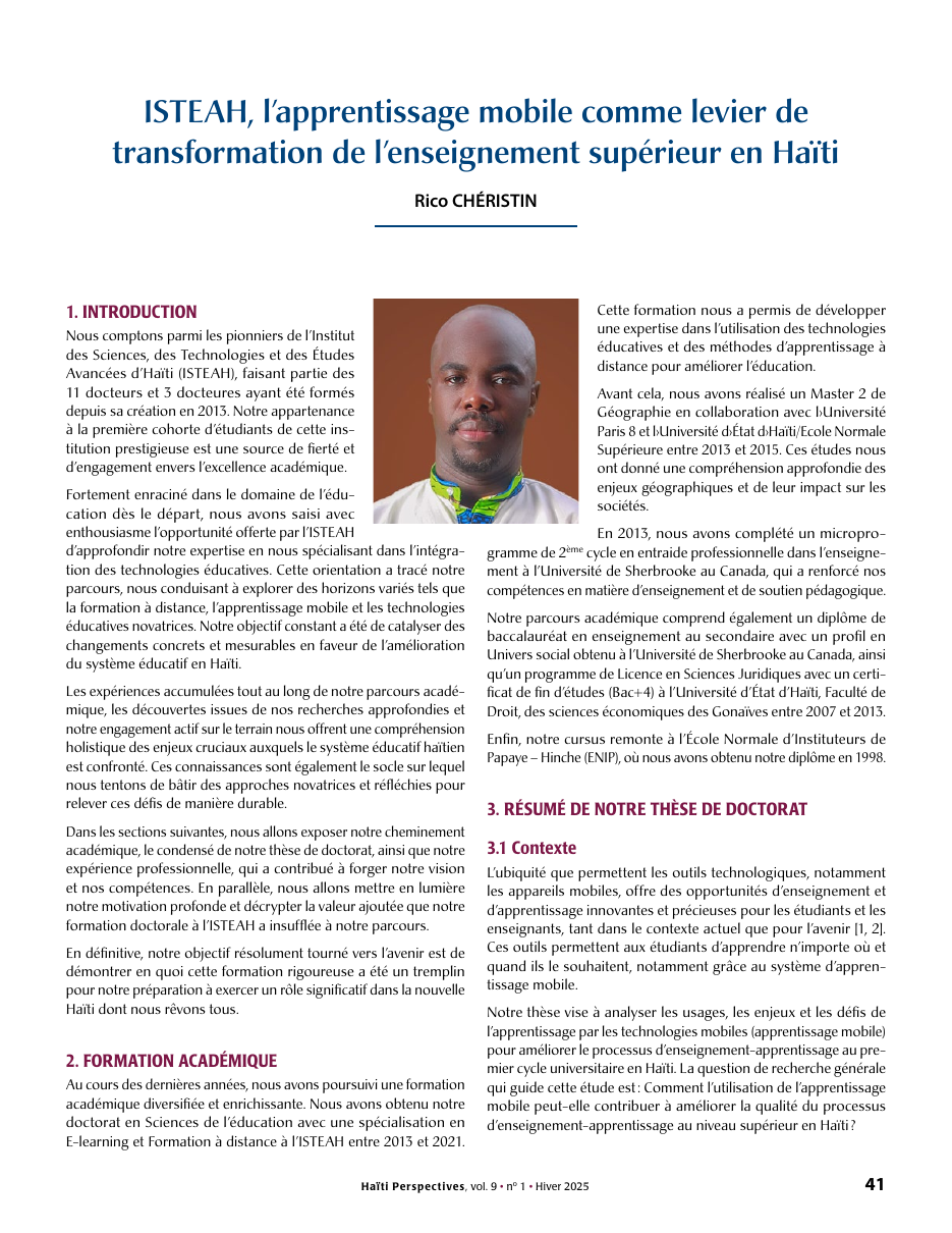 Première page — Rico CHÉRISTIN