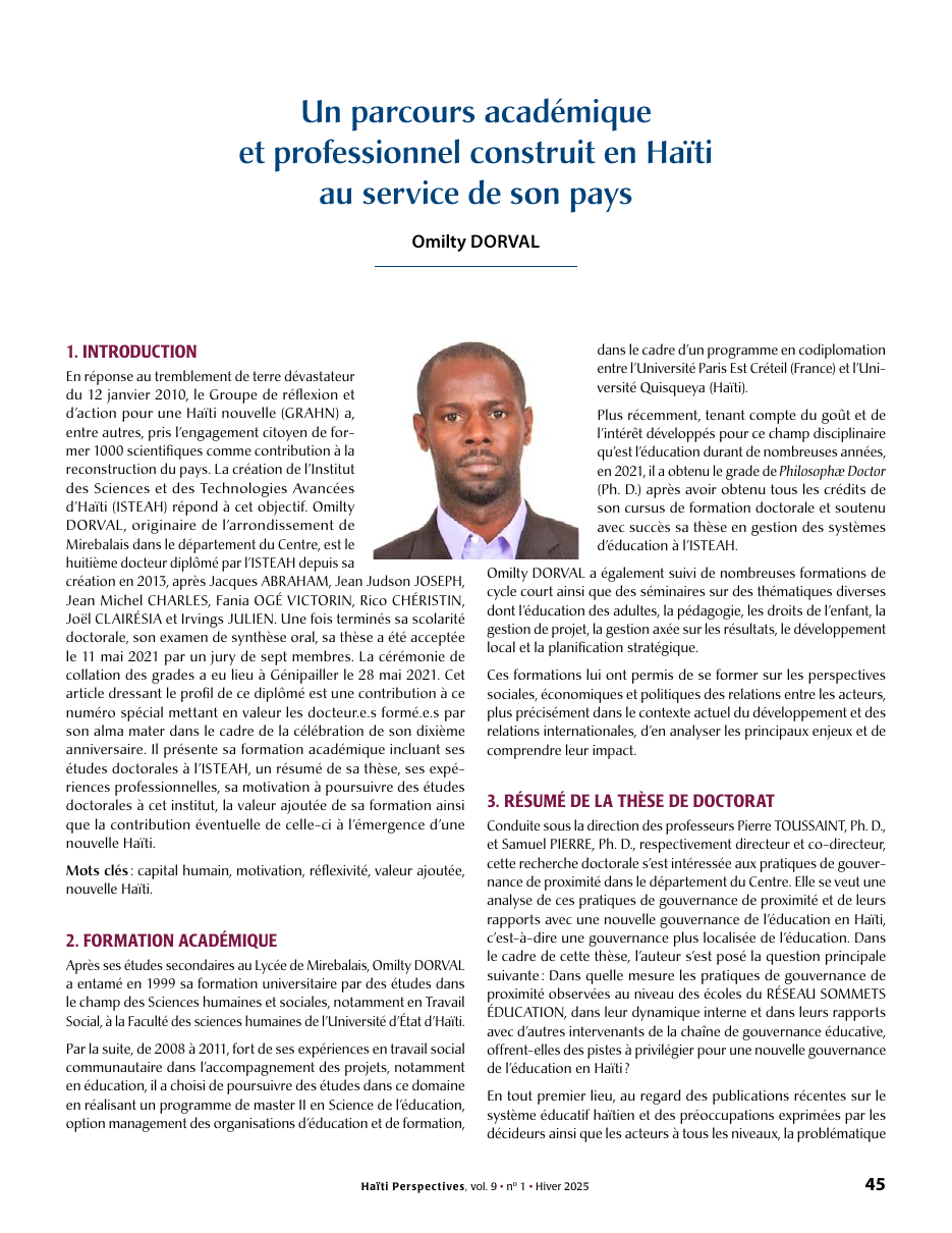 Première page — Omilty DORVAL