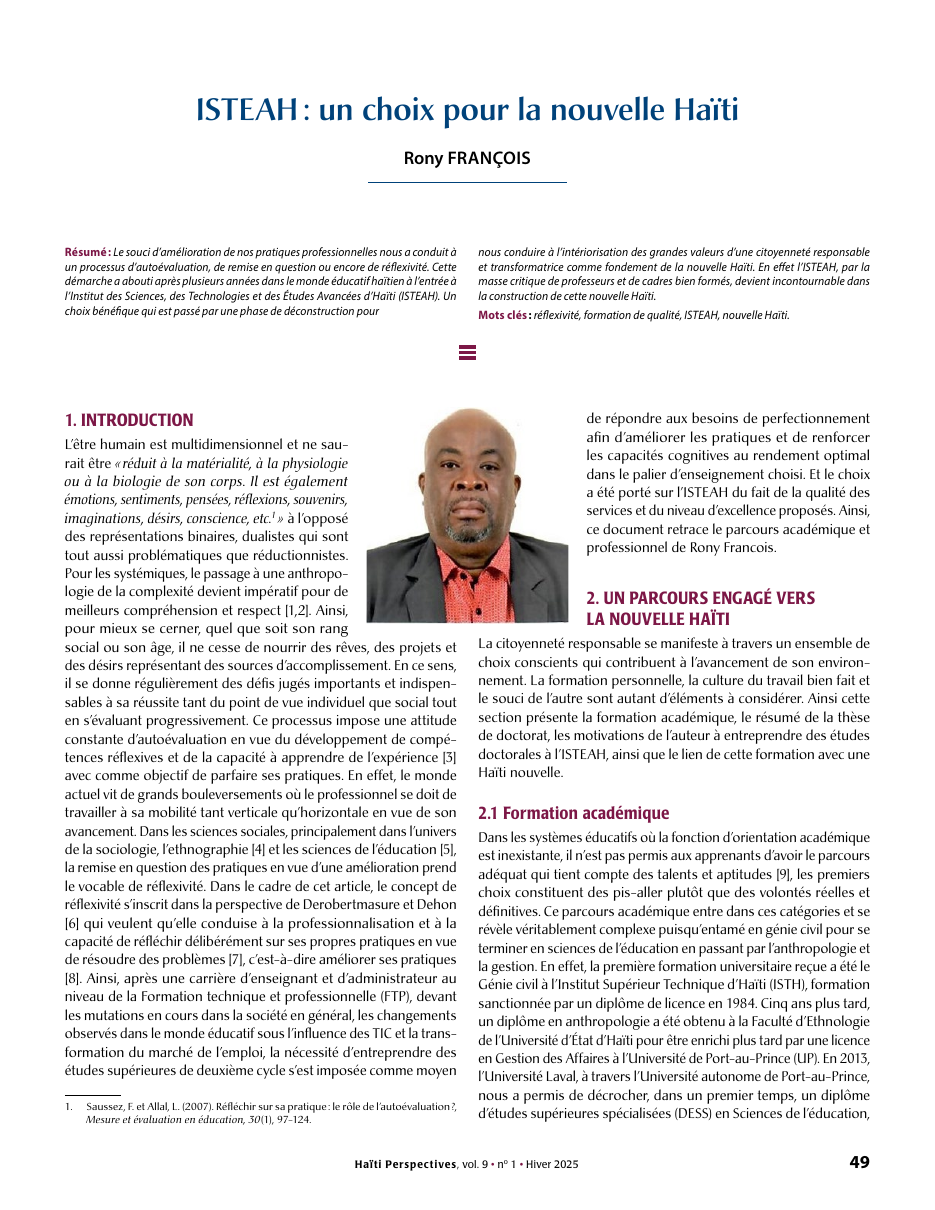 Première page — Rony FRANÇOIS