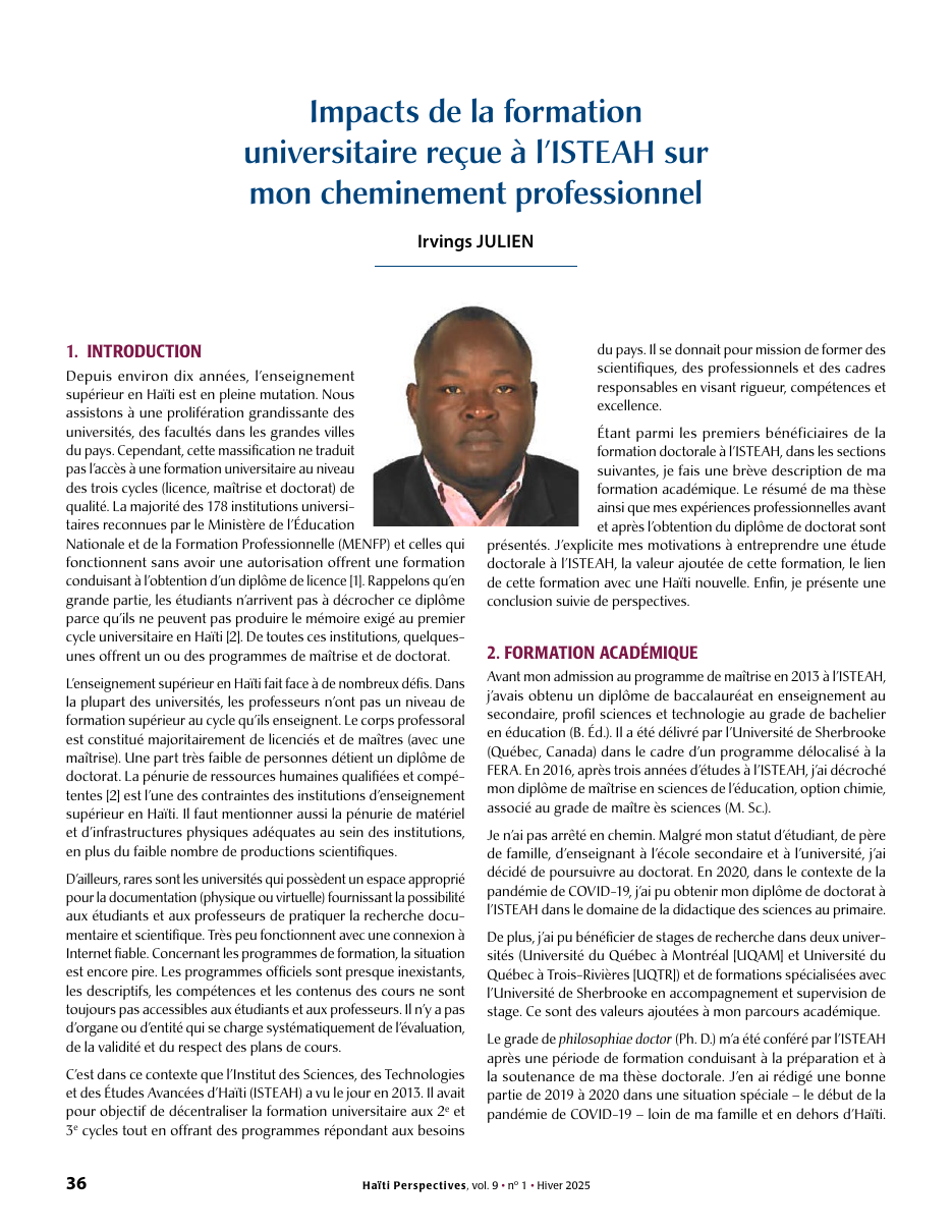 Première page — Irvings JULIEN